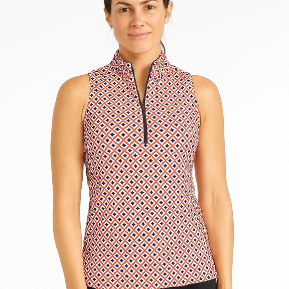 Kinona Keep it Covered Sleeveless Performance Golf Tennis Top Red Print XS - NEW - Picture 1 of 6